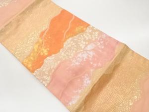 道長取りに花唐草模様織出し名古屋帯